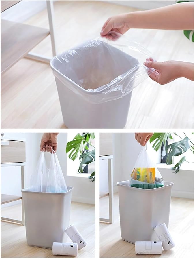 أكياس القمامة البيضاء بمقابض 300 قطعة أكياس قمامة مطبخ بلاستيكية - Image 2